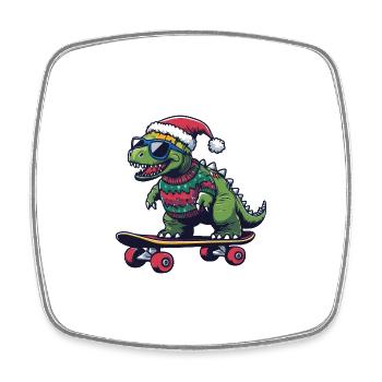 Dinosaure stégosaure Noël drôle - Magnet carré - blanc - Devant