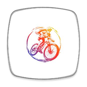 Mountain Bike Bicycle Silhouette Colorful - Square fridge magnet - white - Front
