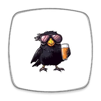 Bière de ski Raven Crow - Magnet carré - blanc - Devant