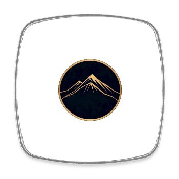 Randonneur, promenade en montagne, logo rond - Magnet carré - blanc - Devant