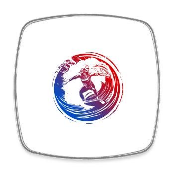 Silhouette de surfeur coloré - Magnet carré - blanc - Devant