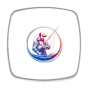 Fishing Silhouette Colorful - Square fridge magnet - white - Front