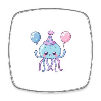 Jellyfish Birthday Baby - Square fridge magnet - white - Front
