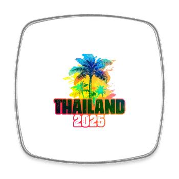 Thailand 2025 Bunt Palmen - Viereckiger Kühlschrankmagnet - Weiß - Vorne