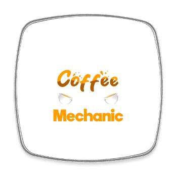 Moitié café moitié mécanicien drôle de réparation de voiture humour - Magnet carré - blanc - Devant