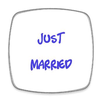 ICH HABE GERADE GEHEIRATET. Junggesellinnenabschied. VALENTINSTAG. PAAR. HERZ - Viereckiger Kühlschrankmagnet - Weiß - Vorne