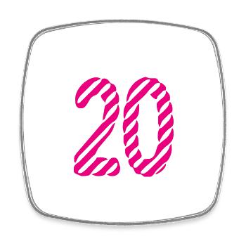 20. 20 ANS. 20e ANNIVERSAIRE. ANNIVERSAIRE 20 ANS. - Magnet carré - blanc - Devant
