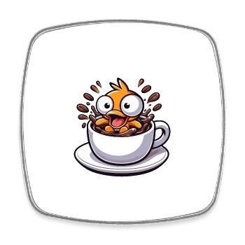 Vogel Ente Küken Kaffee Liebhaber Koffeinschock - Viereckiger Kühlschrankmagnet - Weiß - Vorne