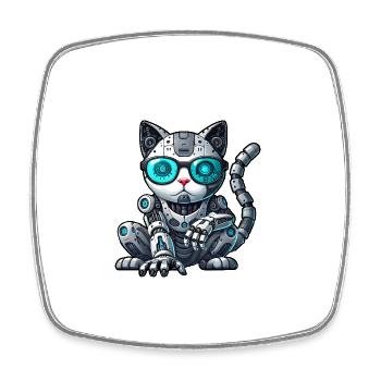 Cool Cats Cyborg Mech Illustration de bande dessinée - Magnet carré - blanc - Devant