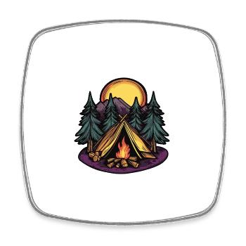 Tente de camping forêt - Magnet carré - blanc - Devant