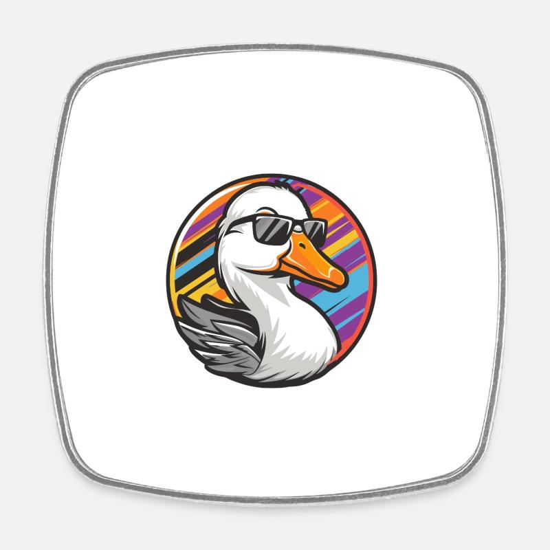 Gans Comic Cool Sommer - Viereckiger Kühlschrankmagnet - Weiß