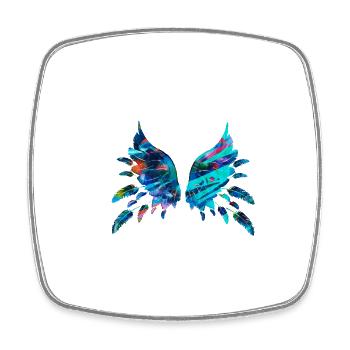 wings,feathers,colorful wings,feather,painting - Square fridge magnet - white - Front