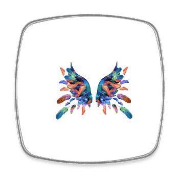 ailes d’ange, ailes, ailes d’ange, plumes, plumes - Magnet carré - blanc - Devant