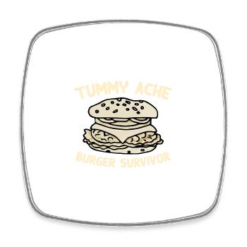 Tummy Ache Burger Survivor Funny Favorite Food - Viereckiger Kühlschrankmagnet - Weiß - Vorne
