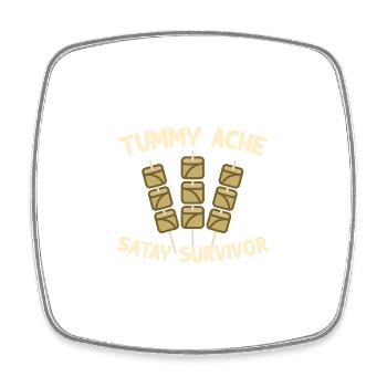 Tummy Ache Satay Survivor Funny Favorite Food - Square fridge magnet - white - Front