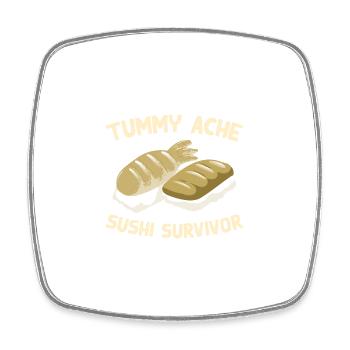 Mal de ventre Sushi Survivant Drôle de nourriture préférée - Magnet carré - blanc - Devant