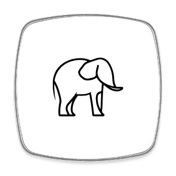 éléphant - Magnet carré - blanc - Devant