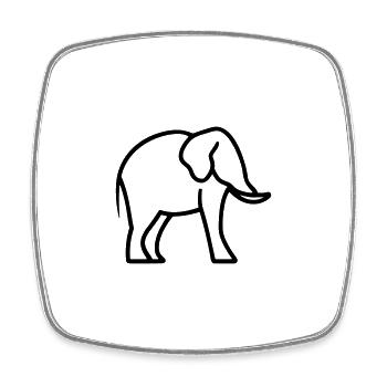 éléphant - Magnet carré - blanc - Devant