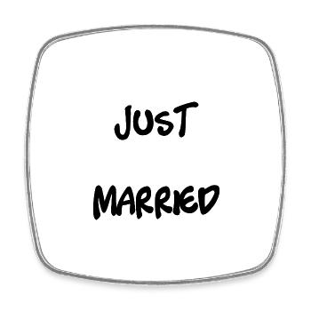 LIEBE. PAAR. ICH HABE GERADE GEHEIRATET. Junggesellinnenabschied. VALENTINSTAG. - Viereckiger Kühlschrankmagnet - Weiß - Vorne