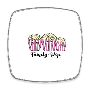 popcorn,familiy pop,comic,pink - Viereckiger Kühlschrankmagnet - Weiß - Vorne