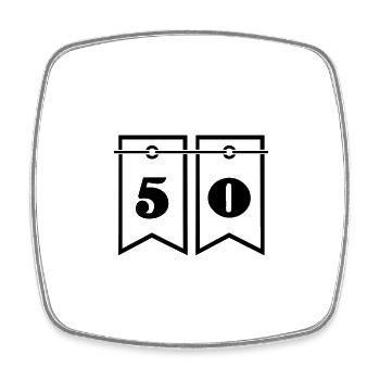 50. 50 ANS. 50e ANNIVERSAIRE. ANNIVERSAIRE 50 ANS. - Magnet carré - blanc - Devant