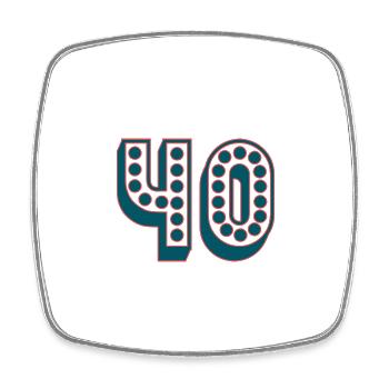 40. 40 YEARS. 40th ANNIVERSARY. 40TH ANNIVERSARY. - Square fridge magnet - white - Front