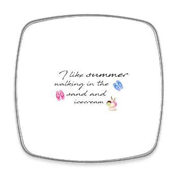 sommer,sonne,eiskrem, eis, typo, schrift,flipflops - Viereckiger Kühlschrankmagnet - Weiß - Vorne