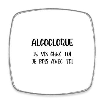 alcooloque - Magnet carré - blanc - Devant
