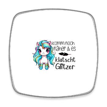 Einhorn & Es Klatscht Glitzer - Viereckiger Kühlschrankmagnet - Weiß - Vorne