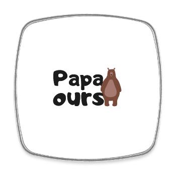 Papa ours - Magnet carré - blanc - Devant
