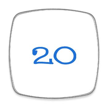20. 20 ANS. 20e ANNIVERSAIRE. ANNIVERSAIRE 20 ANS. - Magnet carré - blanc - Devant