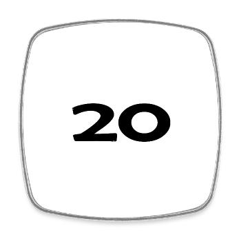 20. 20 JAHRE. 20-JÄHRIGES JUBILÄUM. 20-JÄHRIGES JUBILÄUM. - Viereckiger Kühlschrankmagnet - Weiß - Vorne