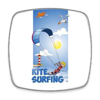 Farbenfrohe Illustration eines Kitesurfers - Viereckiger Kühlschrankmagnet - Weiß - Vorne