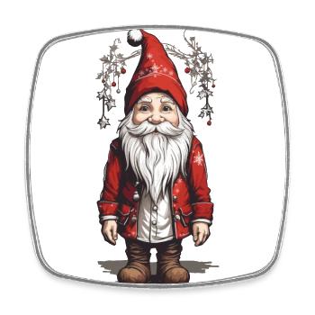 Gnome de Noël rétro à Noël - Magnet carré - blanc - Devant