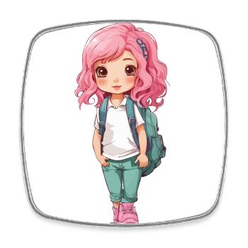 Süßes Schulanfänger Schulweg Cartoon Design - Viereckiger Kühlschrankmagnet - Weiß - Vorne