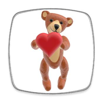 Ours en peluche de la Saint-Valentin avec coeur (optique 3D) - Magnet carré - blanc - Devant