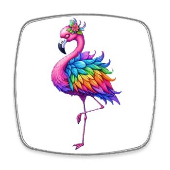 Schöner Flamingo - Viereckiger Kühlschrankmagnet - Weiß - Vorne