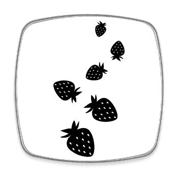 Frucht Erdbeere - Viereckiger Kühlschrankmagnet - Weiß - Vorne