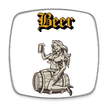 Drinking beer - Square fridge magnet - white - Front