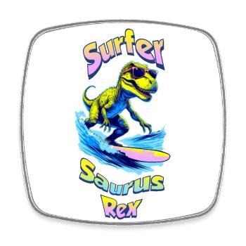 T-Rex on holiday 🏄 - Square fridge magnet - white - Front