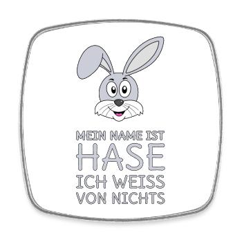Hase Spruch Mein Name ist Hase Ich weiß von nichts - Viereckiger Kühlschrankmagnet - Weiß - Vorne