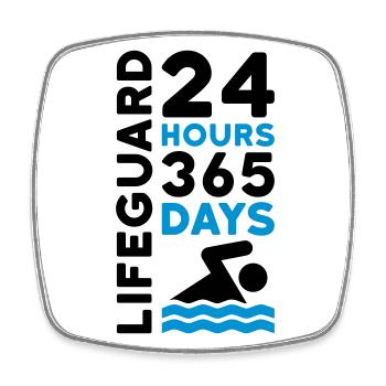 24 heures 365 jours sauveteur (nageurs, vagues) - Magnet carré - blanc - Devant