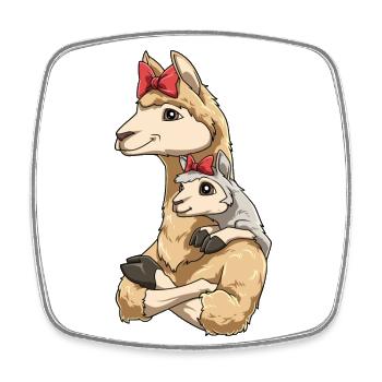 Liebevolles Lama mit Lama Kind für Lama - Viereckiger Kühlschrankmagnet - Weiß - Vorne