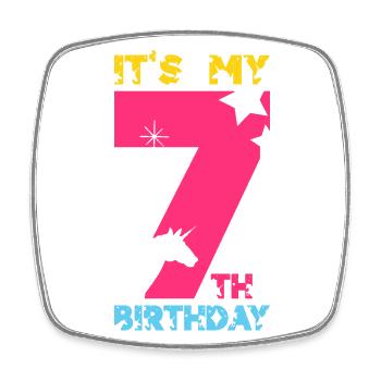IT'S MY 7TH BIRTHDAY UNICORN 7TH BIRTHDAY - Square fridge magnet - white - Front