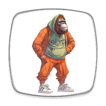 Streetart Orang-Utan Urban Rap Street Affe - Viereckiger Kühlschrankmagnet - Weiß - Vorne