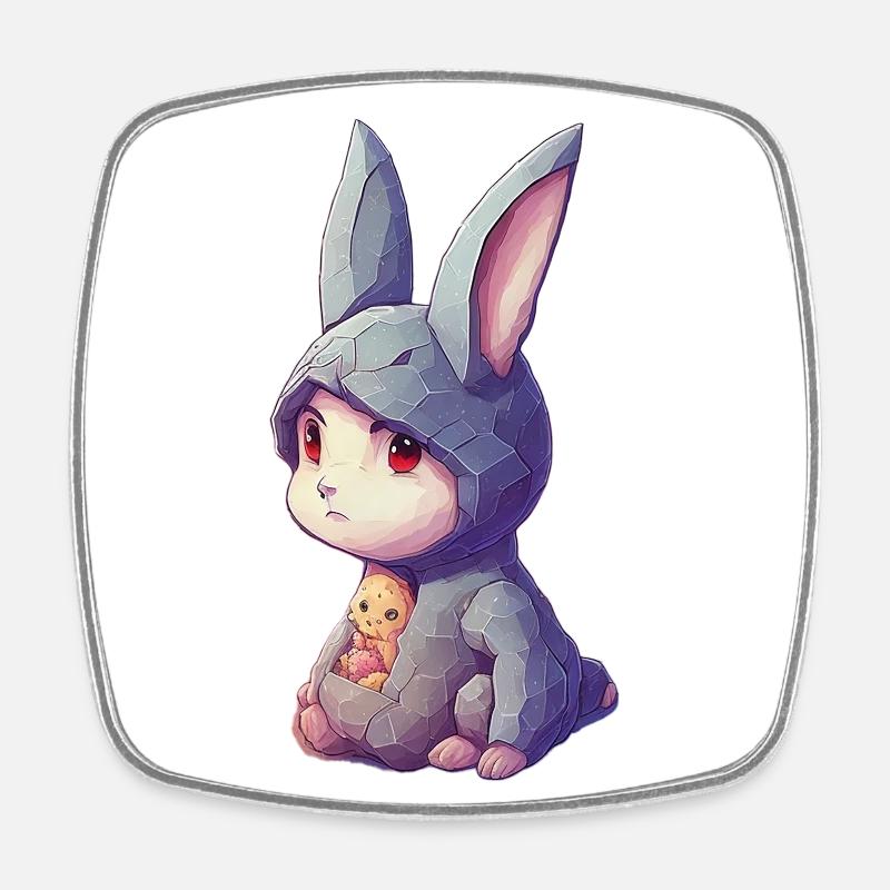 Petit lapin en sweat à capuche - Magnet carré - blanc