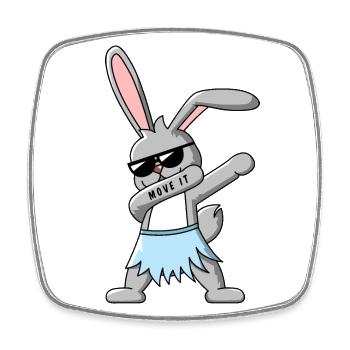 Dabbing Hase mit Hawaii Rock Design Geschenkidee - Viereckiger Kühlschrankmagnet - Weiß - Vorne