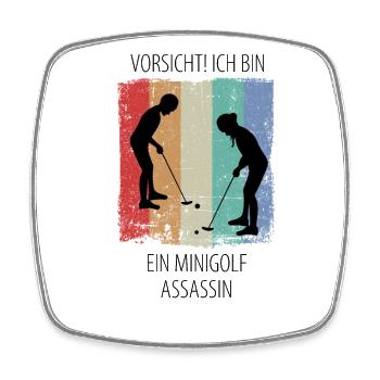MINIGOLF MINIGOLFER MINIGOLFERIN Minigolfspieler - Viereckiger Kühlschrankmagnet - Weiß - Vorne