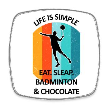 Badminton Badminton Badminton Player Chocolate - Square fridge magnet - white - Front