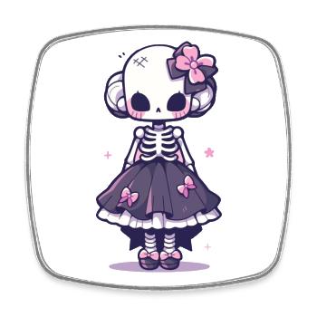 Cute Halloween Skeleton - Cute Scary Design - Square fridge magnet - white - Front